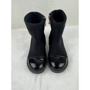 Primigi Black Patent Cap Toe Side Zip Neoprene Boots Kids Size 24 8‎